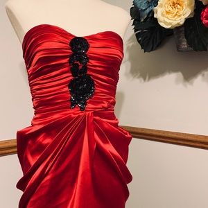 Lipstick Red Cocktail Party Formal Mini Dress